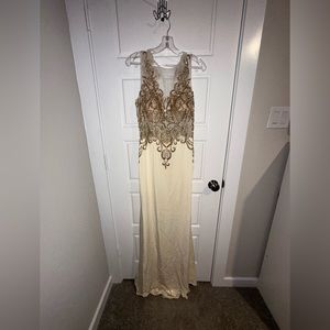 Floor length Beige and gold gown